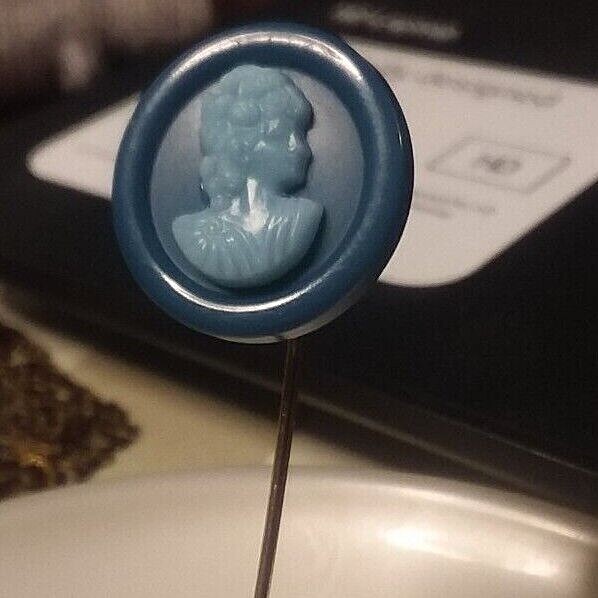 Blue on Blue Cameo Lapel/Hat Stick Pin 08-01-2022