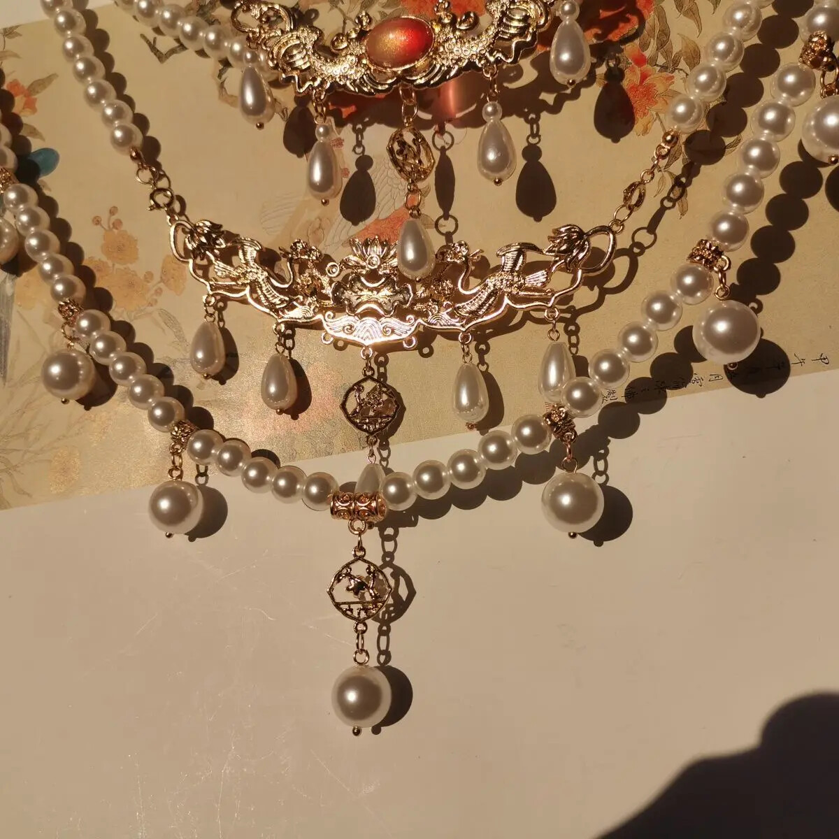 Han Costume Accessories Tassel Embroidery Necklace Ancient Style Collar Made