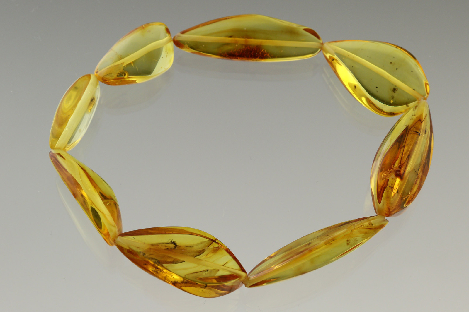 FOSSIL INSECTS Genuine BALTIC AMBER Beads Stretch Bracelet 10.1g 181112-3