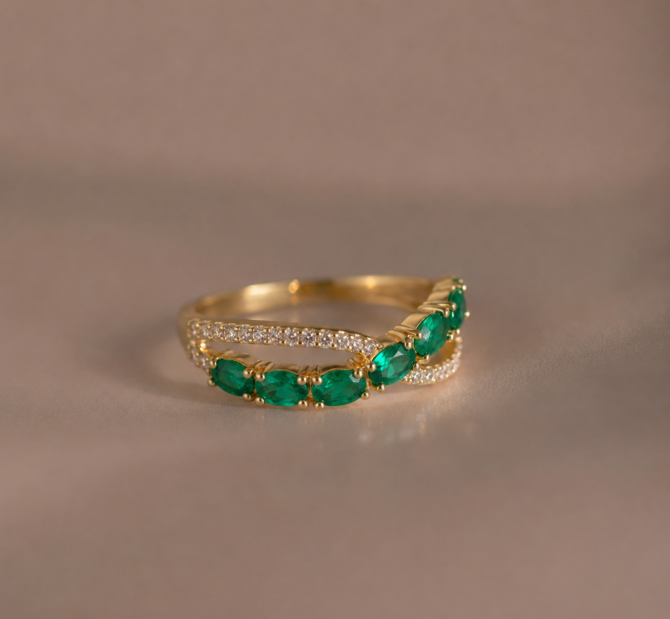 Noor Ring Gold Plated Ruby Pink Sapphire Emerald Blue Sapphire Gemstone jewelry