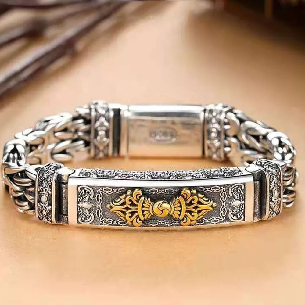 18CM S925 Sterling Silver Men’s Vintage Cross Watch Chain Bracelet Jewelry HOT
