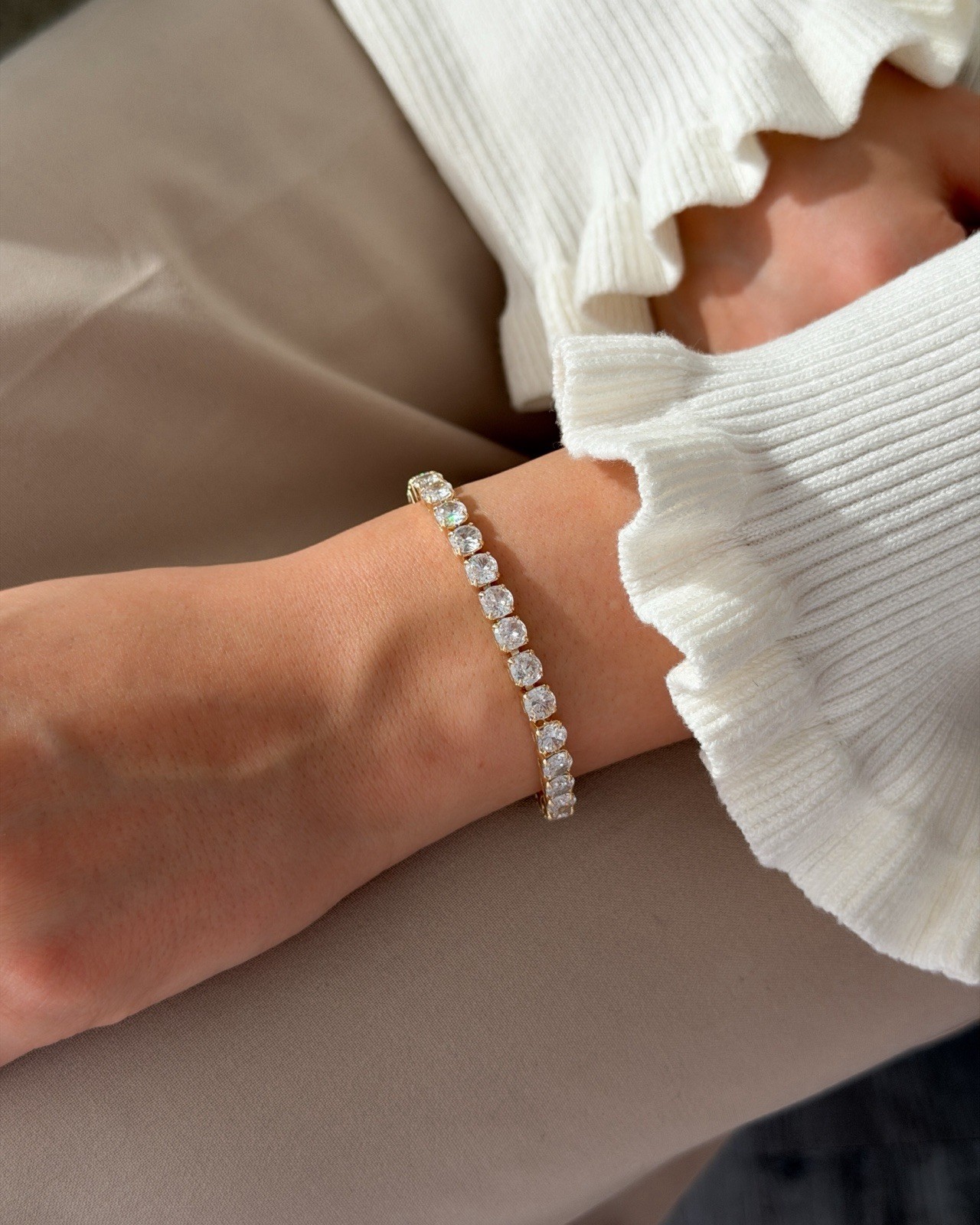 Bold Sparkle Link Tennis Bracelet, Gold-Plated Everyday Fashion Jewelry