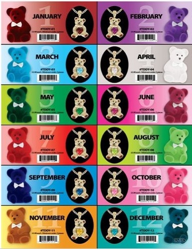 SALE! Teddy Bear December Birthstone Pendant Necklace New FREE SHIP USA