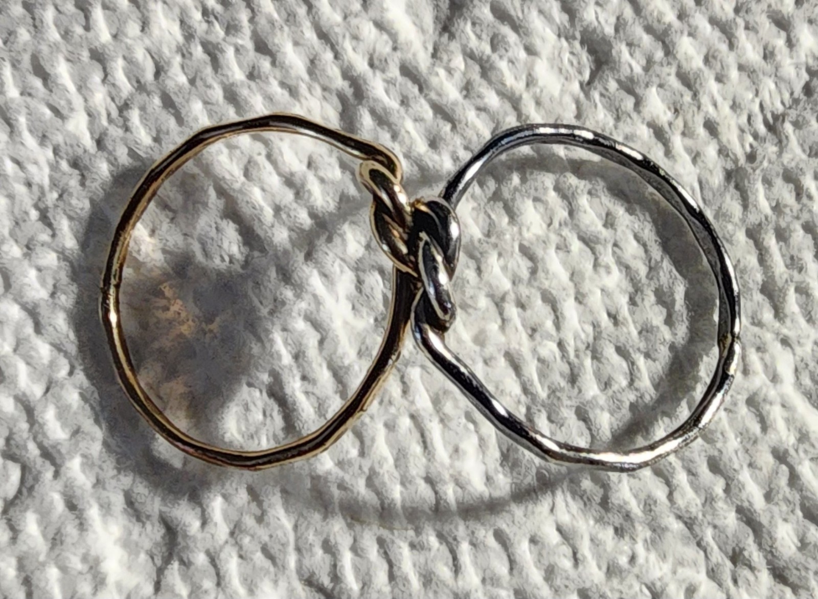 Handmade Brass & Titanium Interlocking Love Knot Band Ring Size 7.25