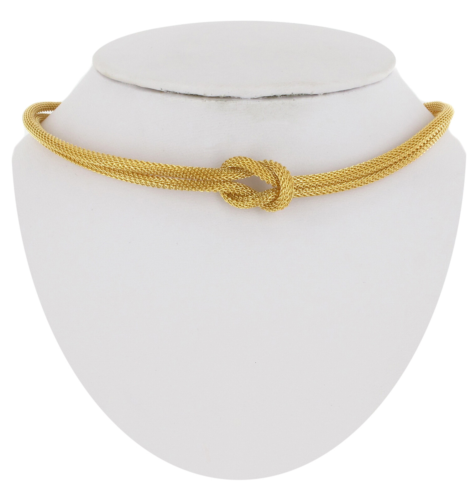 Ky & Co Yellow Gold Tone Mesh Knot Choker Necklace 11.5 -14″ Made in USA