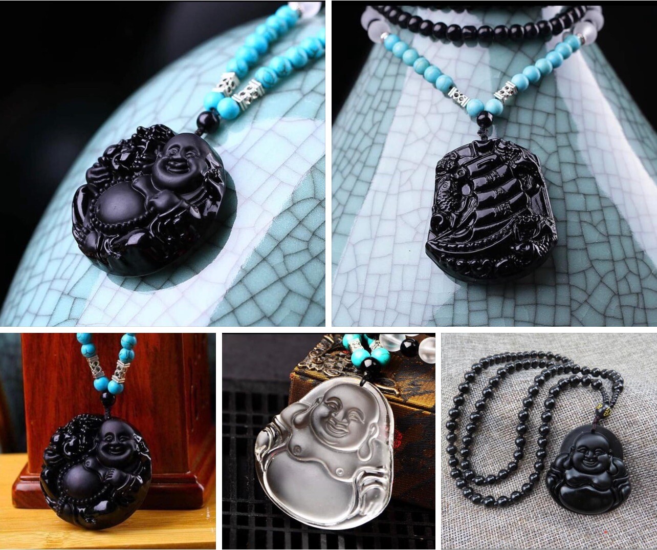 OBSIDIAN QUARTZ AND TURQUOISE PROTECTION NECKLACES SALE!!!! 1 Per Order.