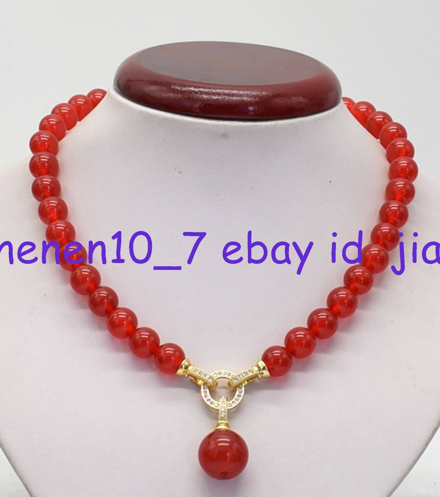 Natural Pretty 10mm Red Jade Round Gemstone Bead Pendant Necklace 18-28inch