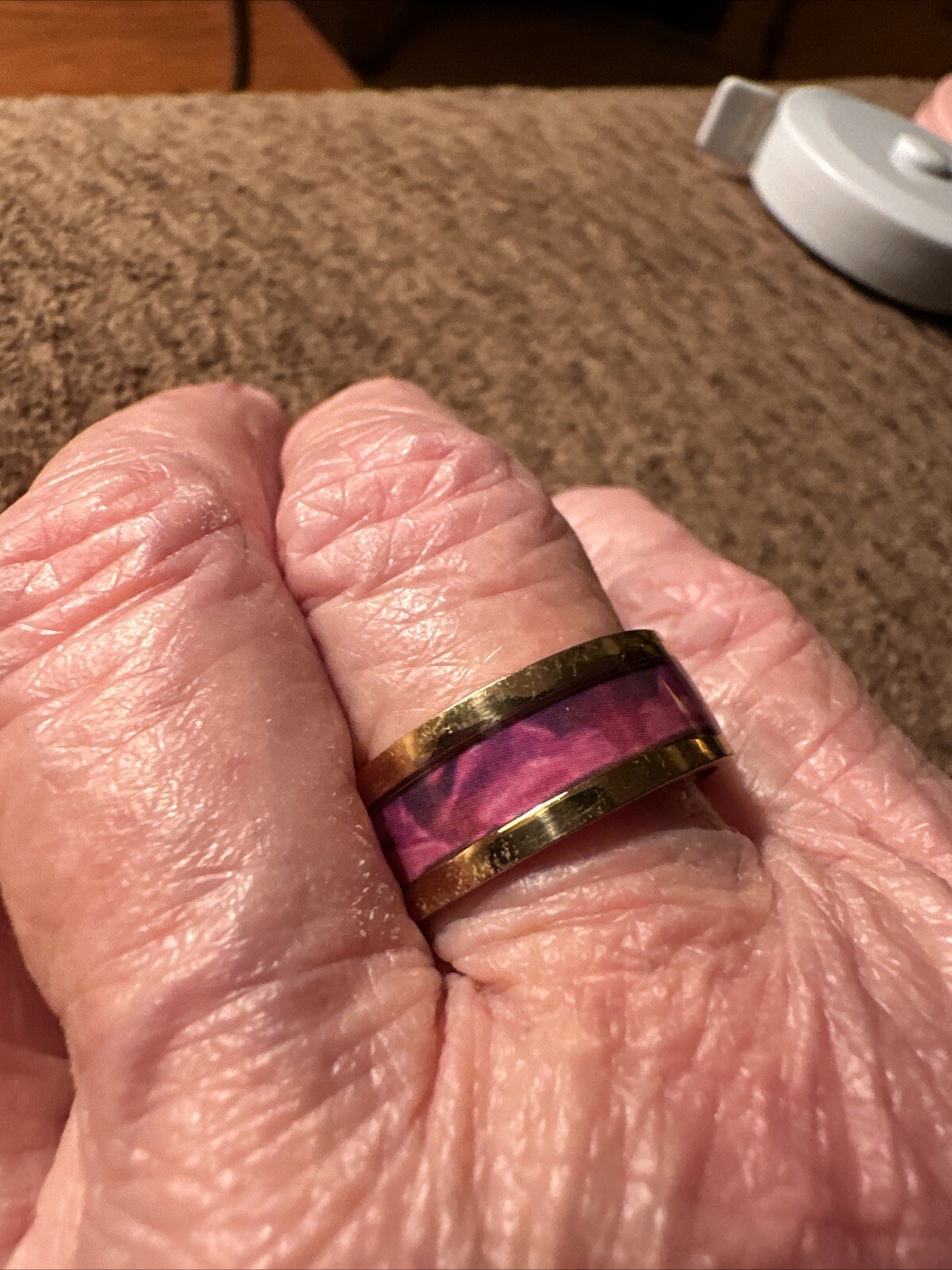 Love This Retro Pink And Blue Stainless Steel Gold Ring In Size 7