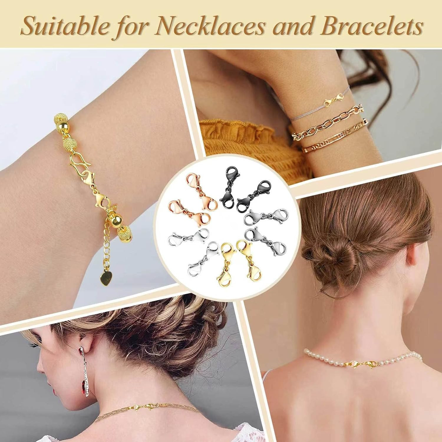10 Pack Double Lobster Clasp Necklace Clasp Classic Double End Design Necklace C