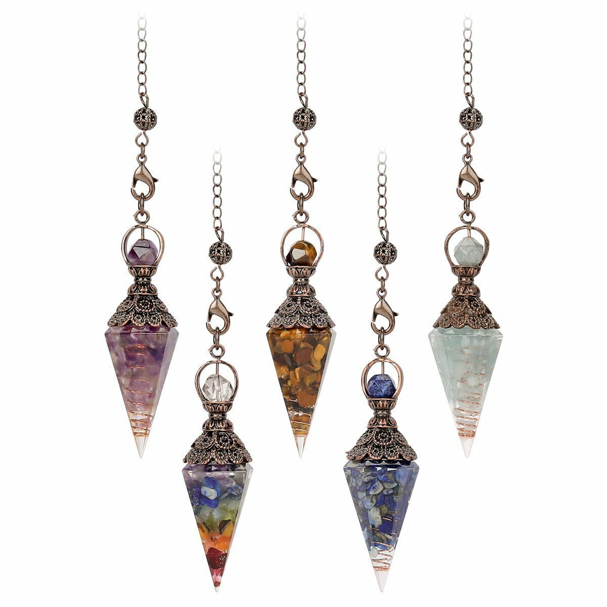 Quartz Natural Crystal Pendulum Healing Chips Stone Reiki Chakra Chain Pendant