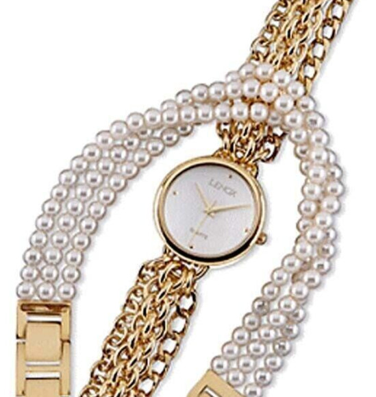 Lenox Goldplate Wrap Around Watch & 3-Strand Detachable Bracelet 2 PC. NEW Boxed