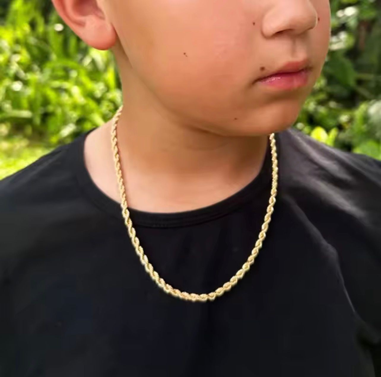 Waterproof 18k Gold Plated Stainless Steel Twisted Rope Chain Necklace For mens