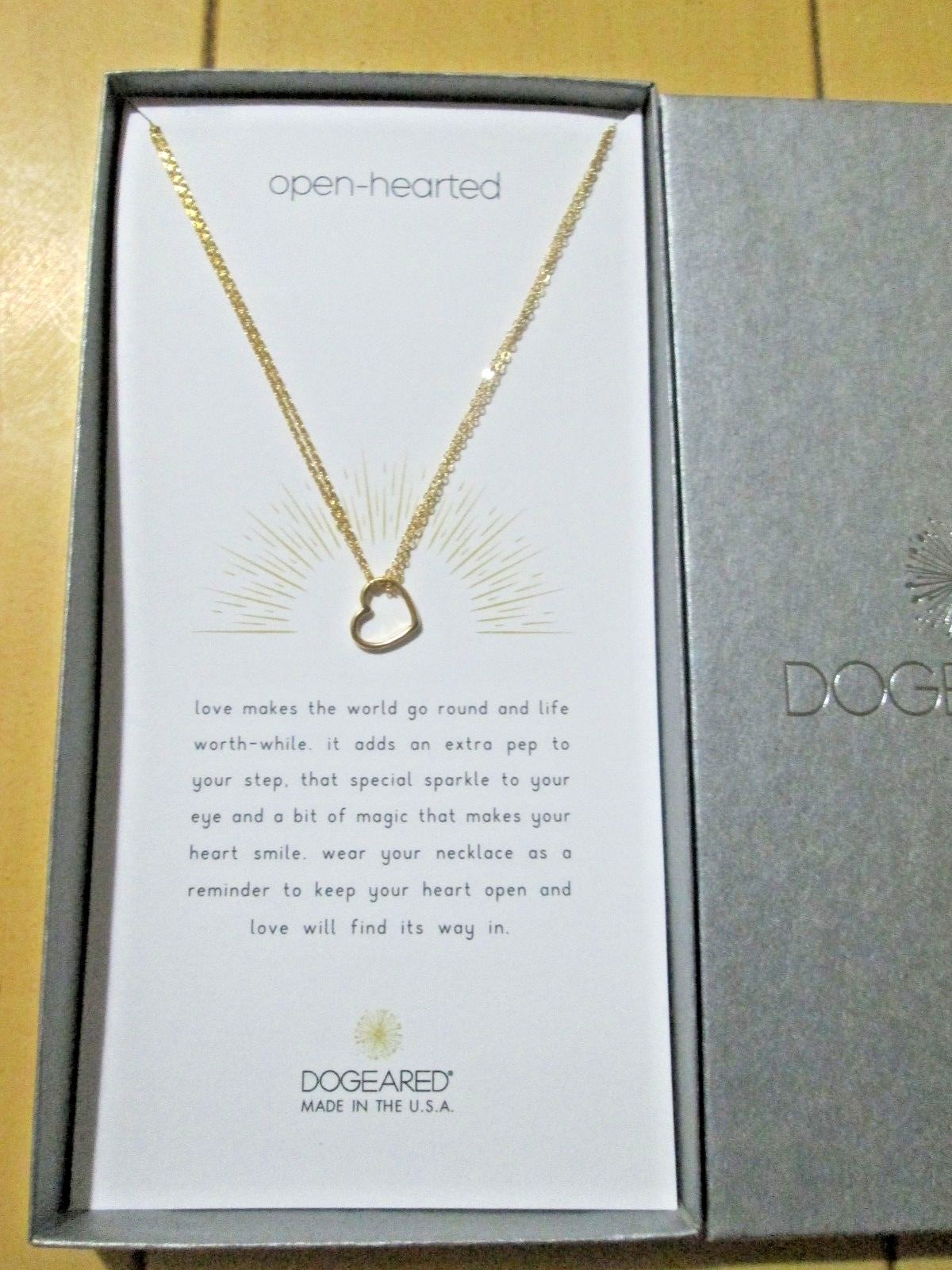 New in Box $68 Dogeared Open Hearted 14 kt Gold Dipped Heart Necklace