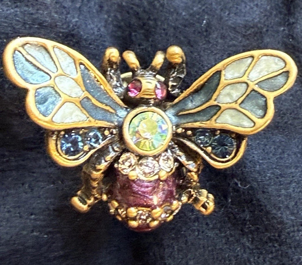 Jay Strongwater Blue and Pink Bee/Insect Pin Rhinestone Enamel
