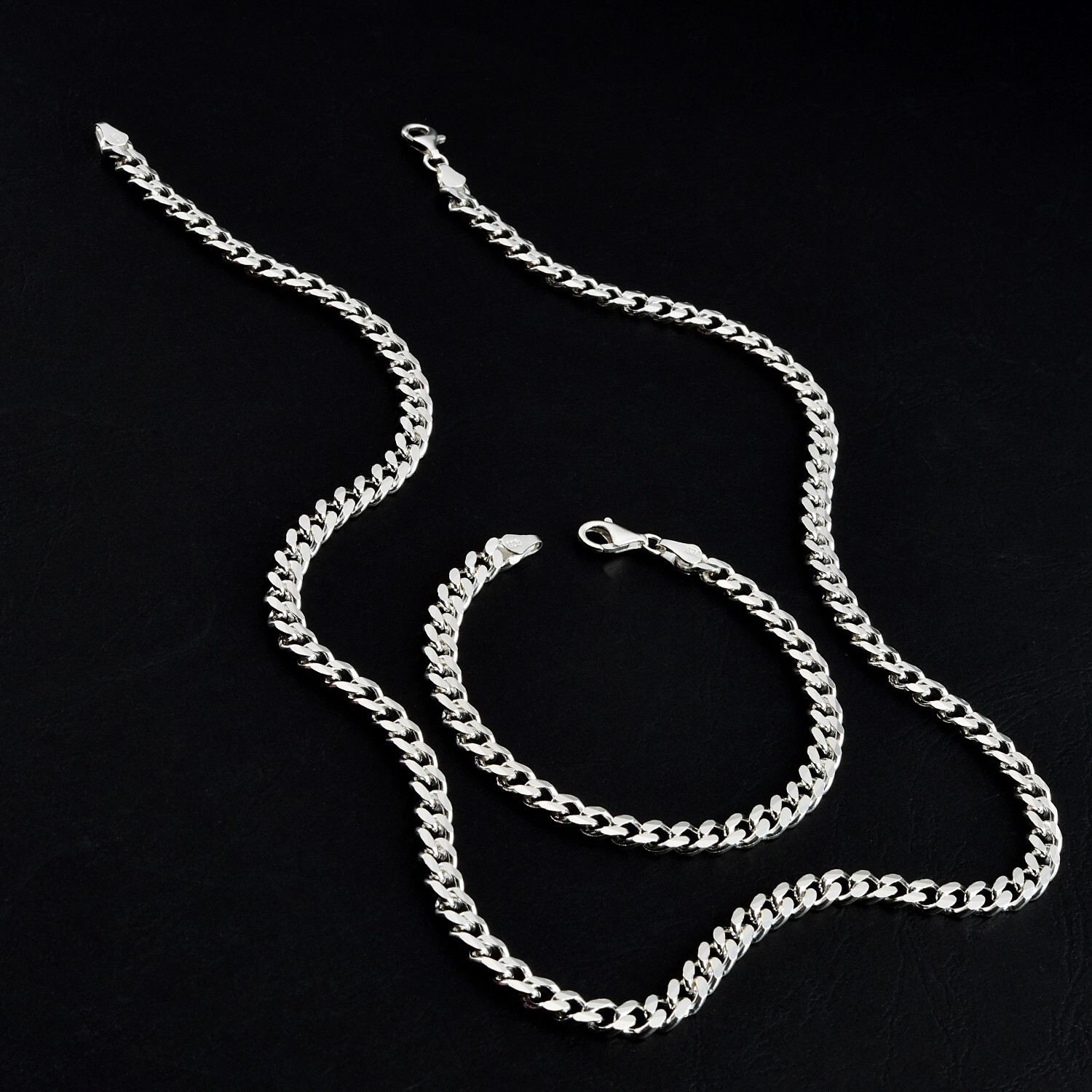 Solid Silver 925 Sterling 6′-8.5’inc Color Various Gurmet Chain Bracelet