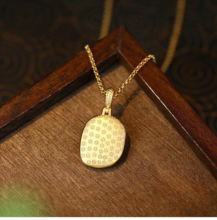 Pearl Retro Flower Pendant Necklace Charm 18K Gold Plated Monet Garden Style