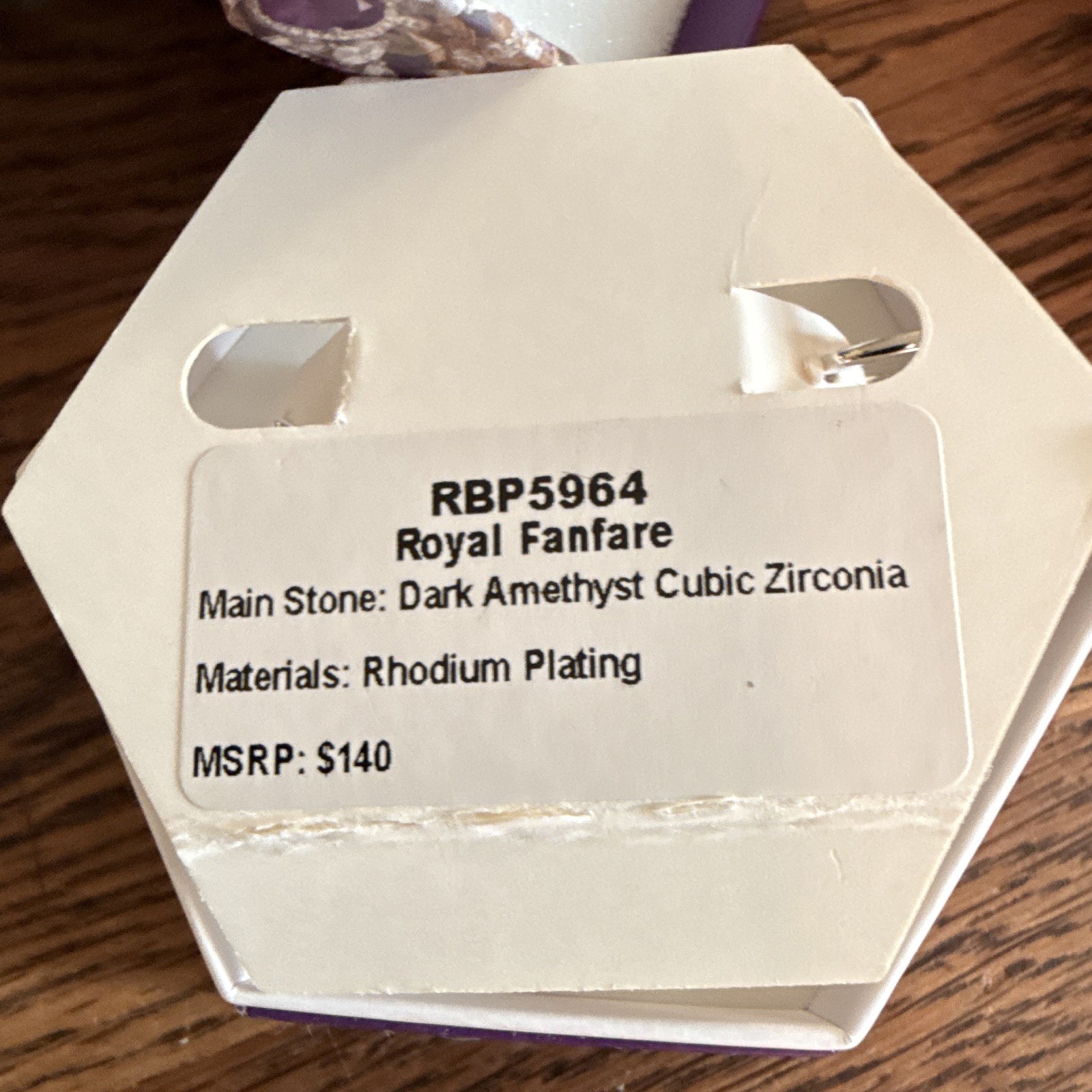 Bomb Party Royal Fanfare RBP5964 Purple CZ Dangle Huggie Earrings