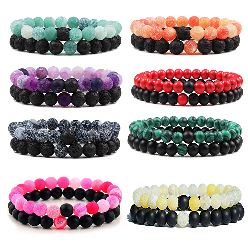 Wholesale 50 Pcs Natural Stone Bracelets Men’s Chakra Healing Power Bangles Lot