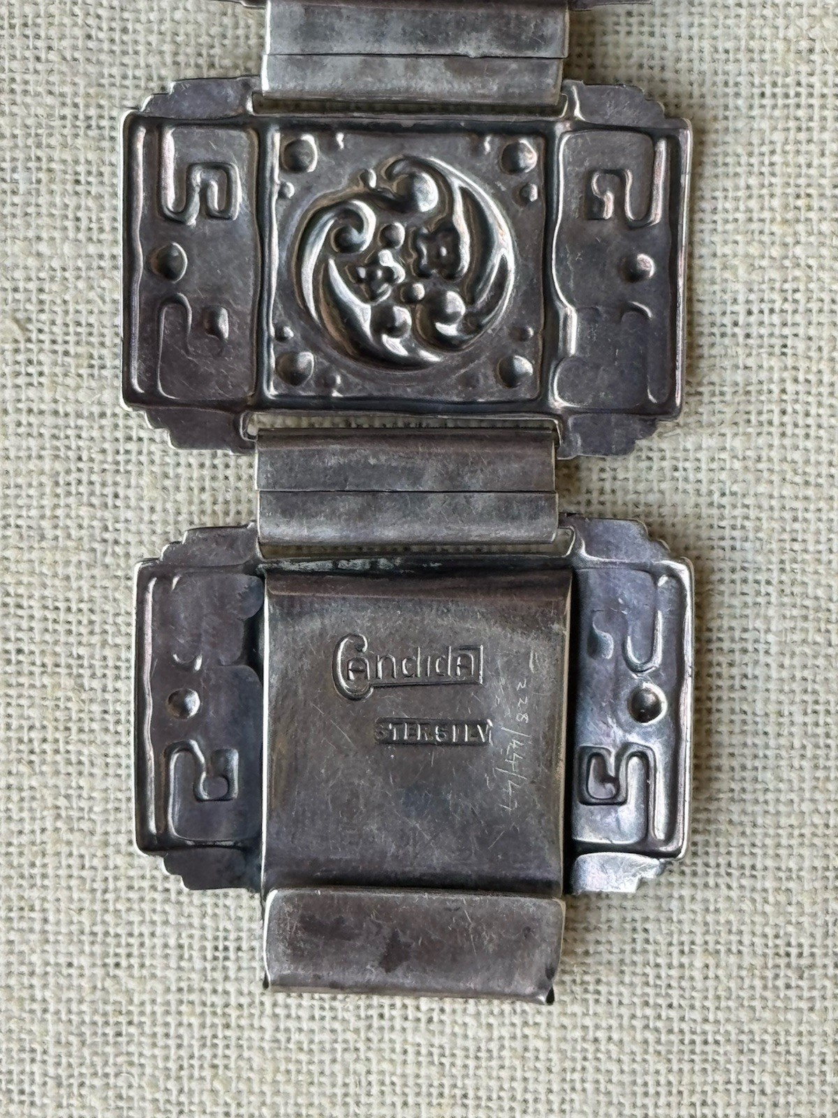 Vintage Candida Sterling Silver 63.6 gr Panel Wide Bracelet #1