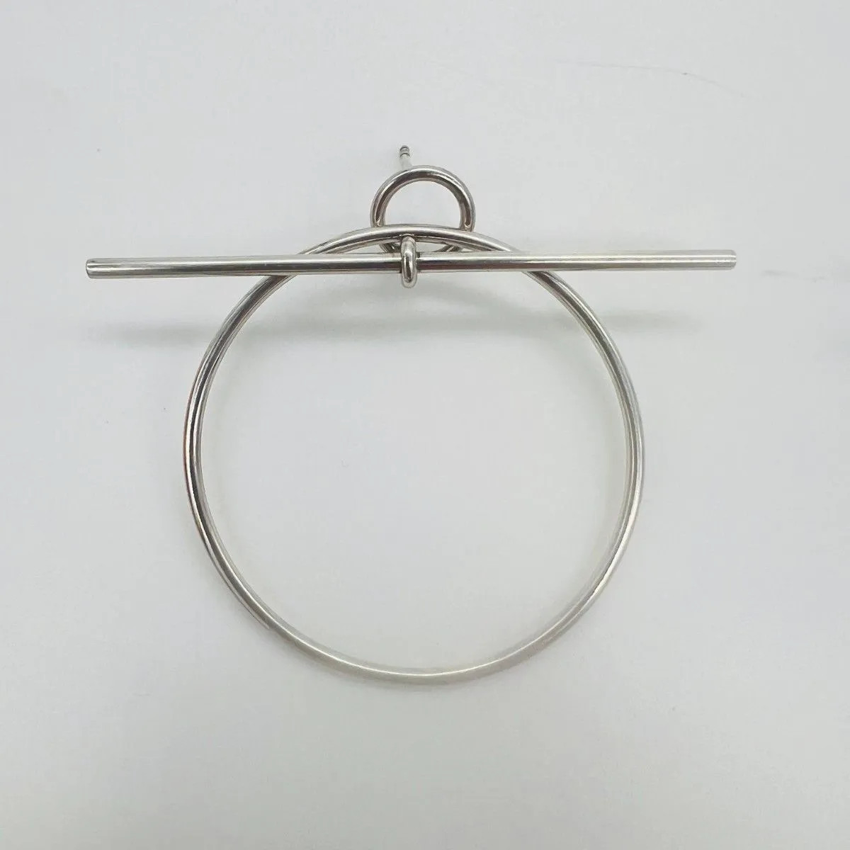 HERMES Echappee Hoop Earrings Silver 925 with Box & Dust Bag