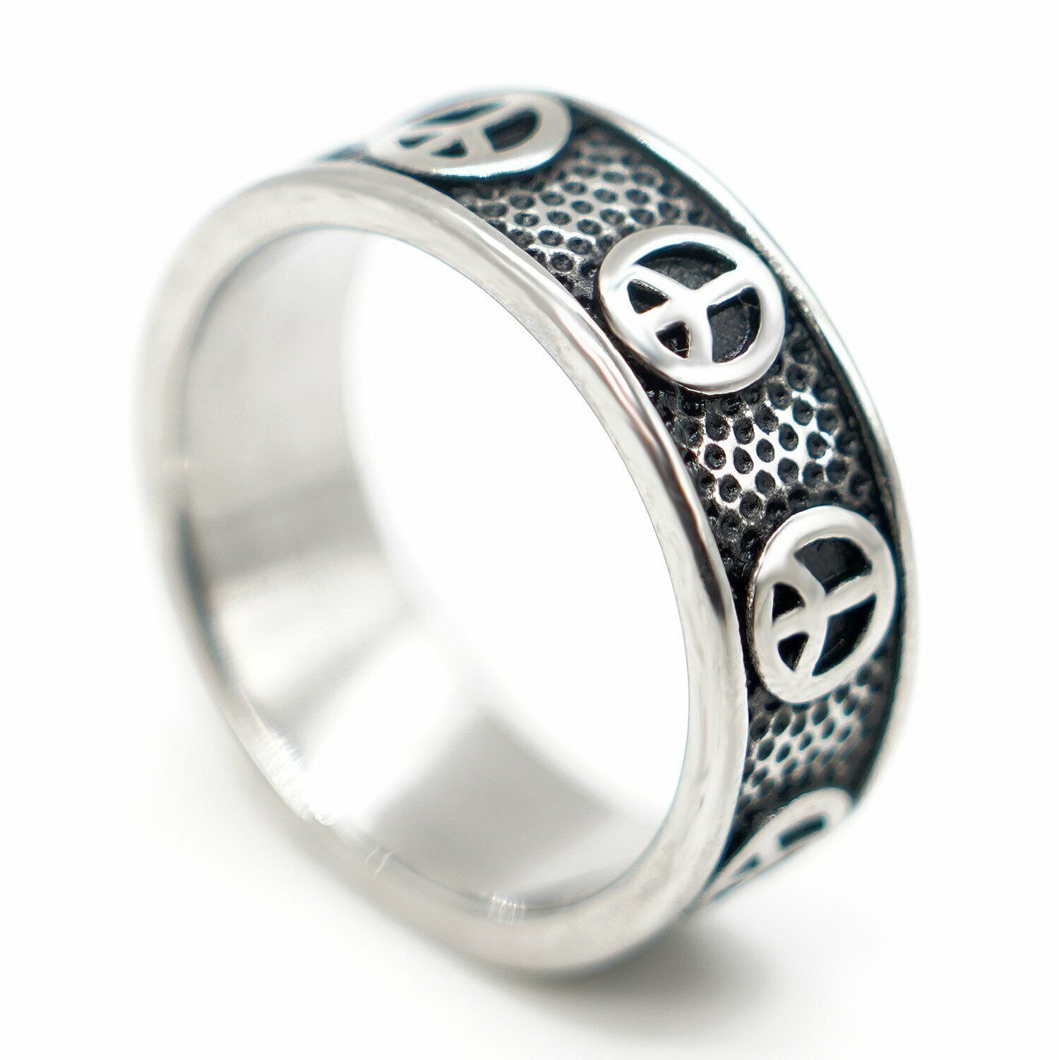 MENDEL Mens Womens Peace Sign Ring Band For Women Stainless Steel Size 6 7 8-15