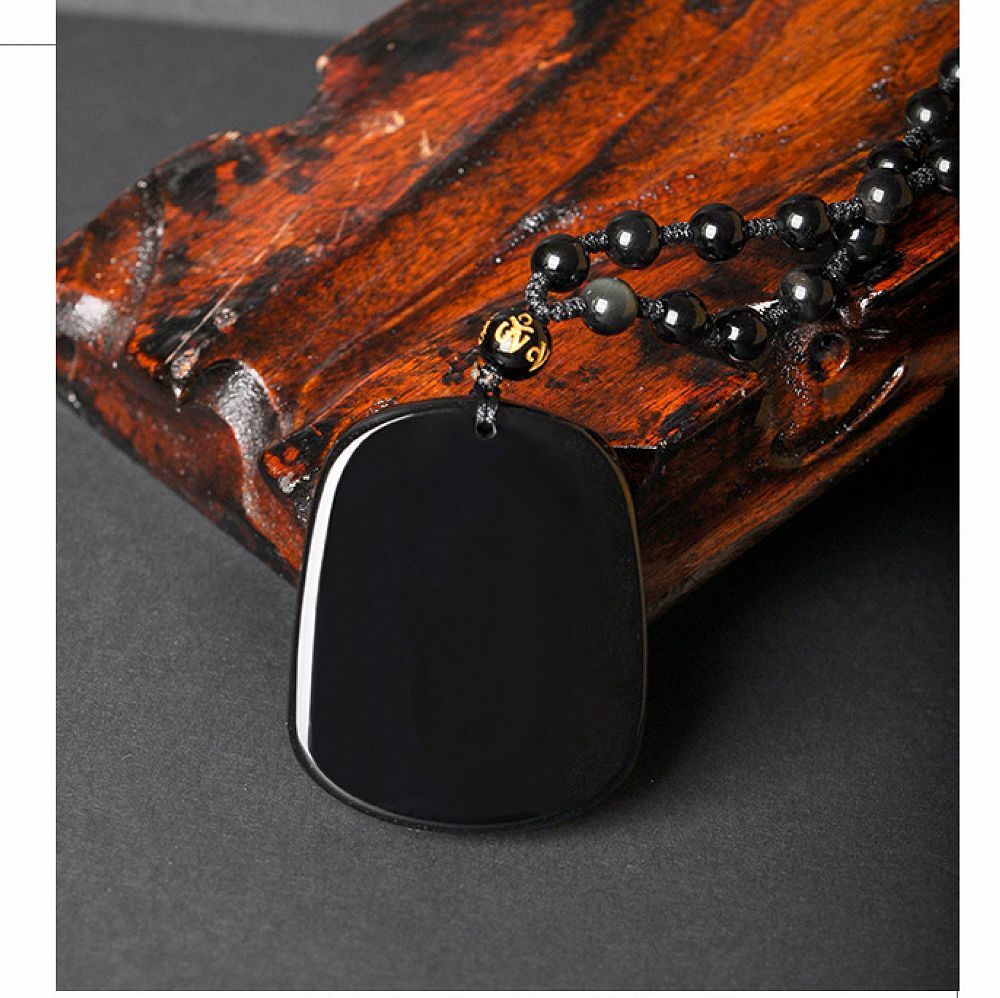 Natural Black Obsidian crystal dragon turtle Necklace pendant bead with chain