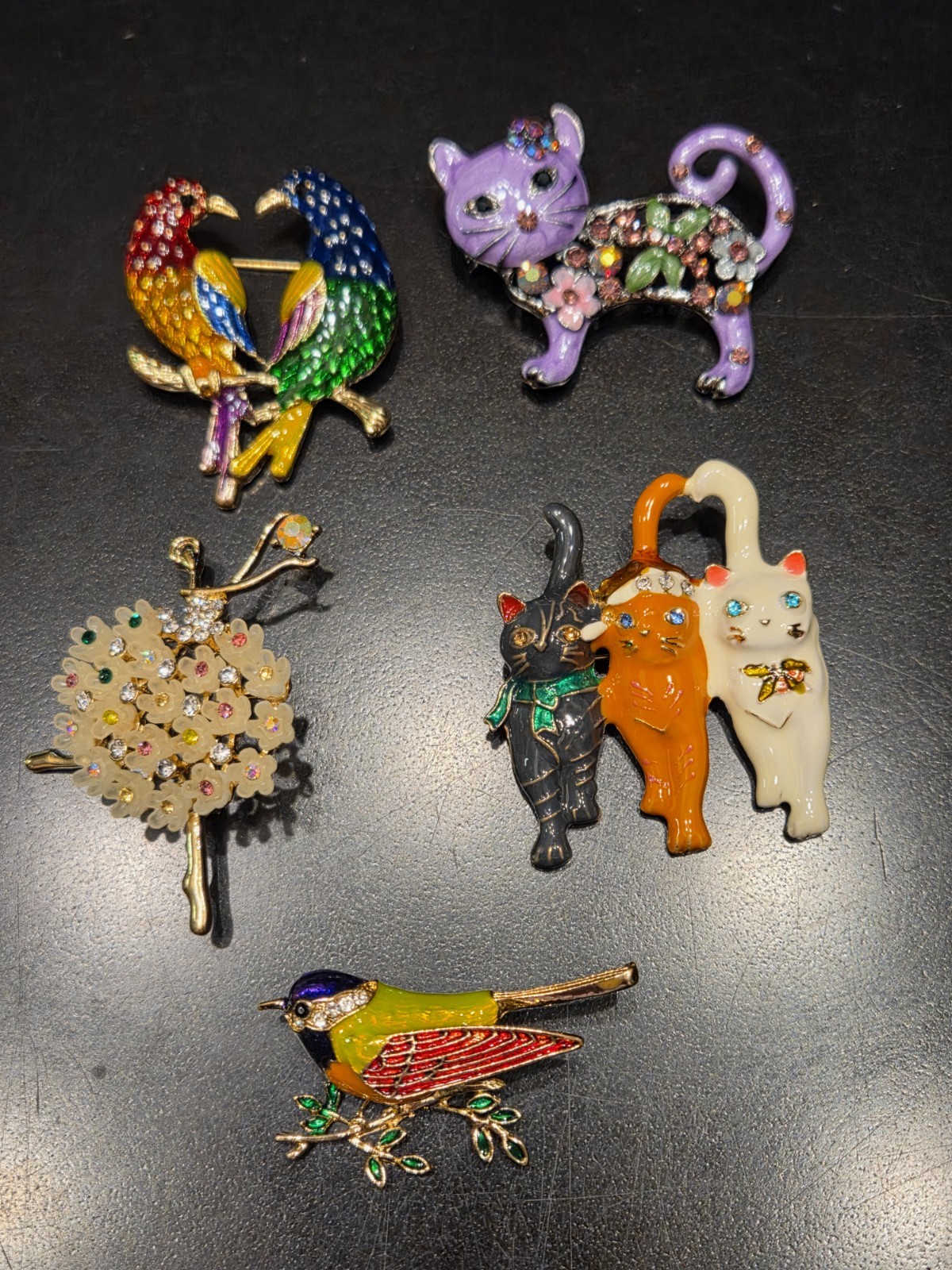 Rhinestone Birds Cats Ballerina Dancer Brooch Pin Jewelry Lot 293-61