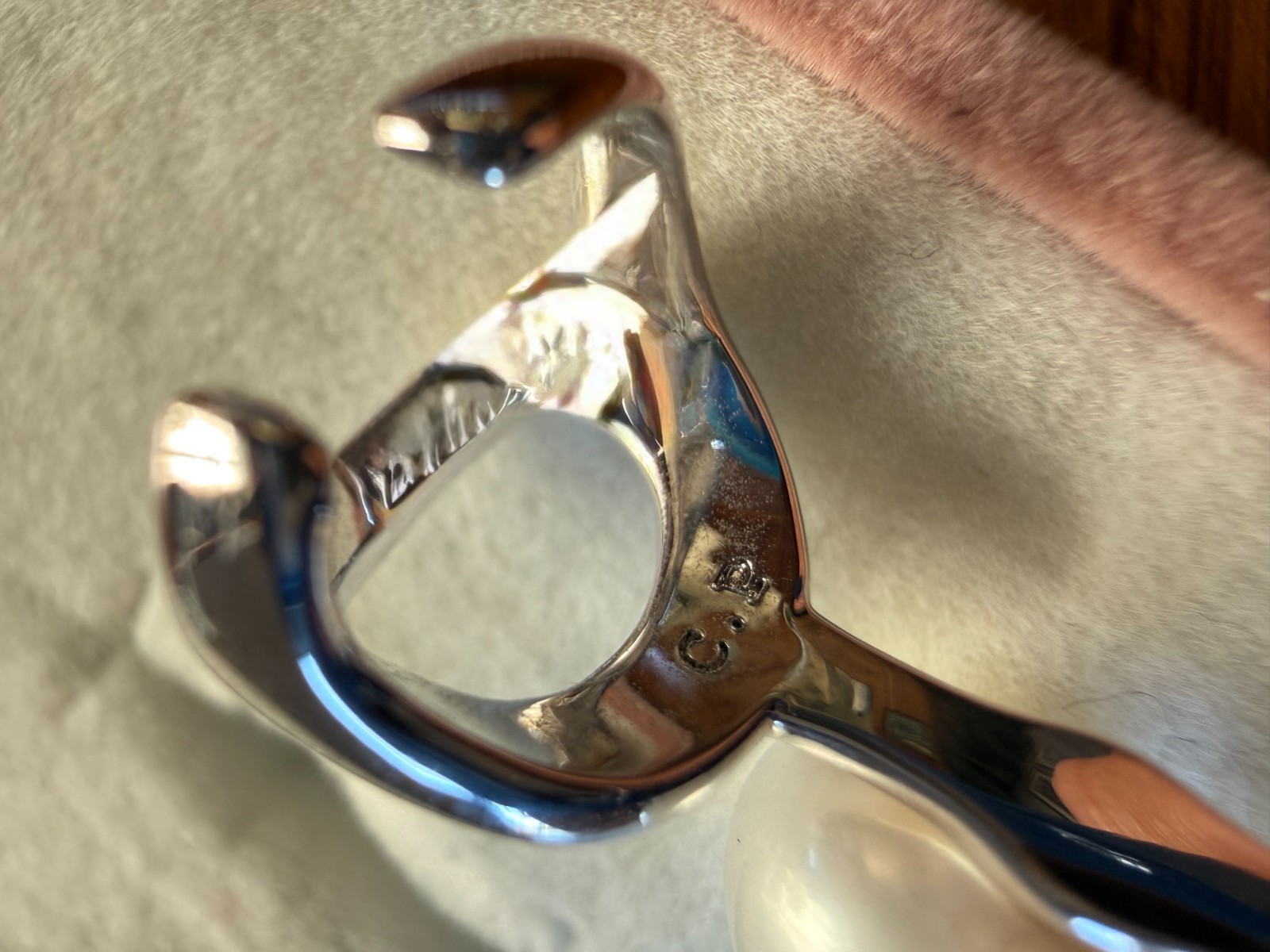 Silver Double Pearl ear cuff, designer stamped in original box – Charity DS31