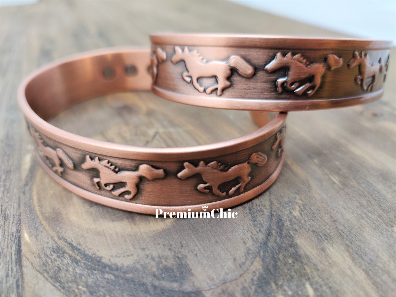 PURE SOLID COPPER Magnetic Bracelet Men’s Arthritis Therapy Horse Western Cuff
