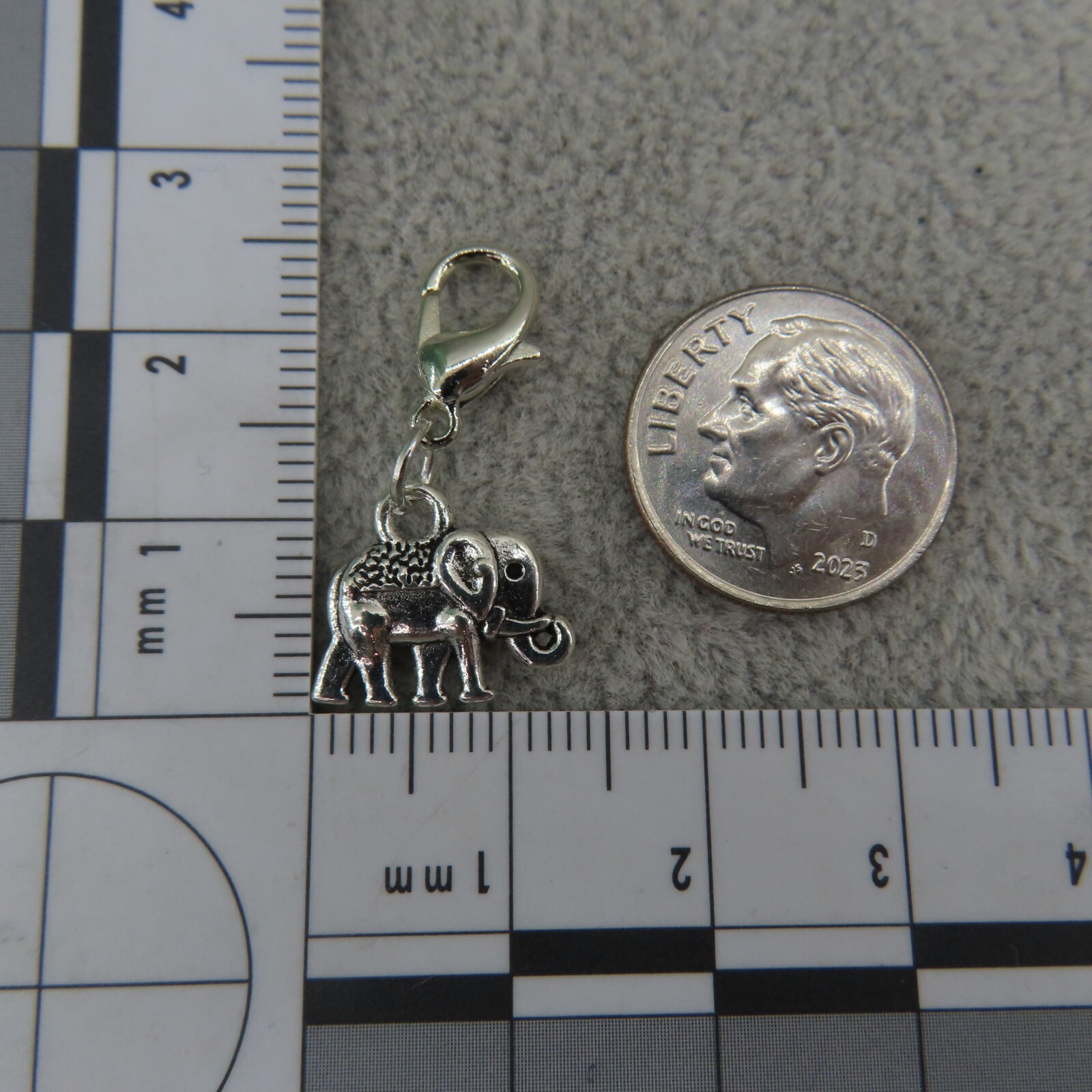 ELEPHANT Charm Zipper Pull Keychain Add On Clip Dangle Circus Zoo Prosperity