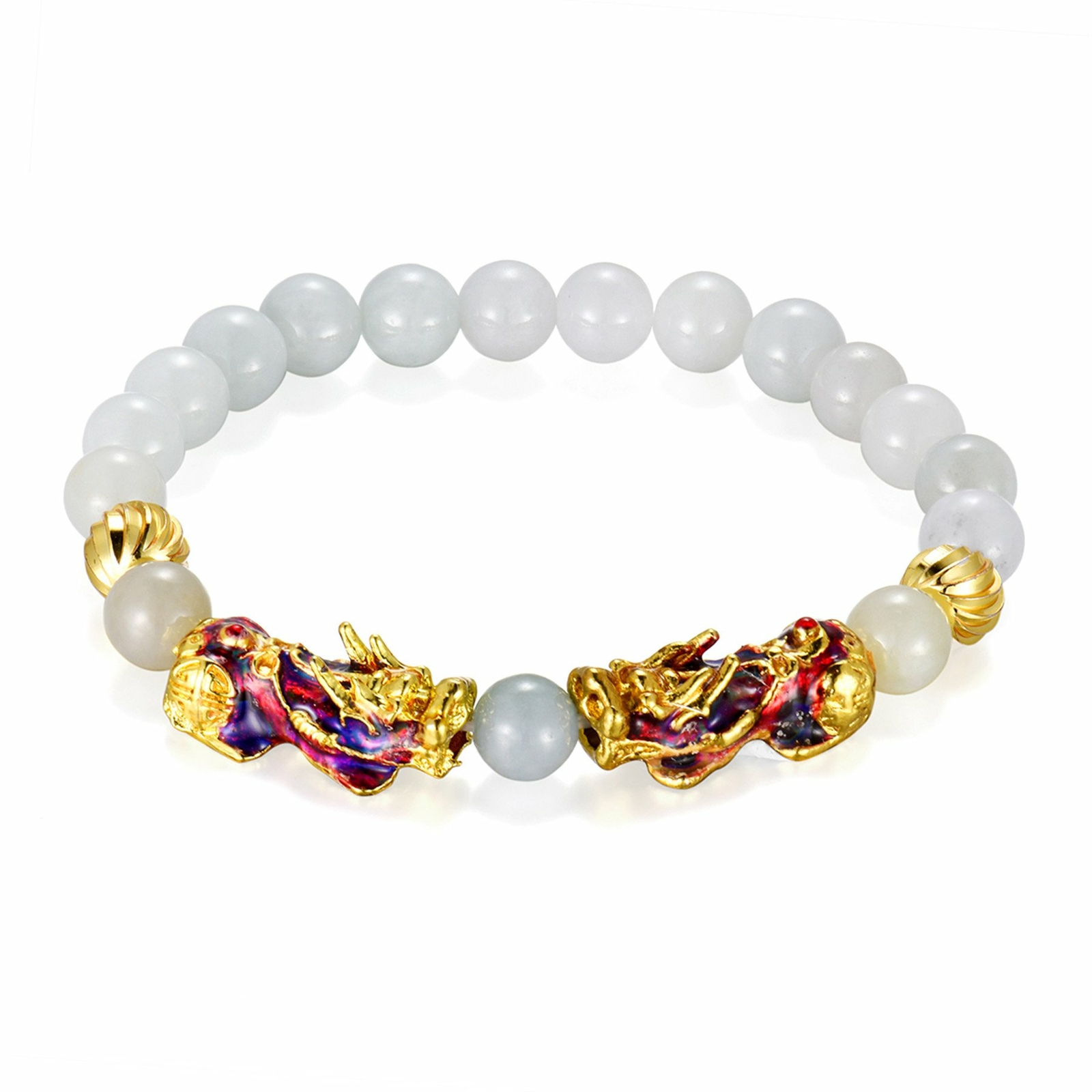 Feng Shui Jade Beads Bracelet Attract Wealth & Good Luck Bangle pixiu Men Women