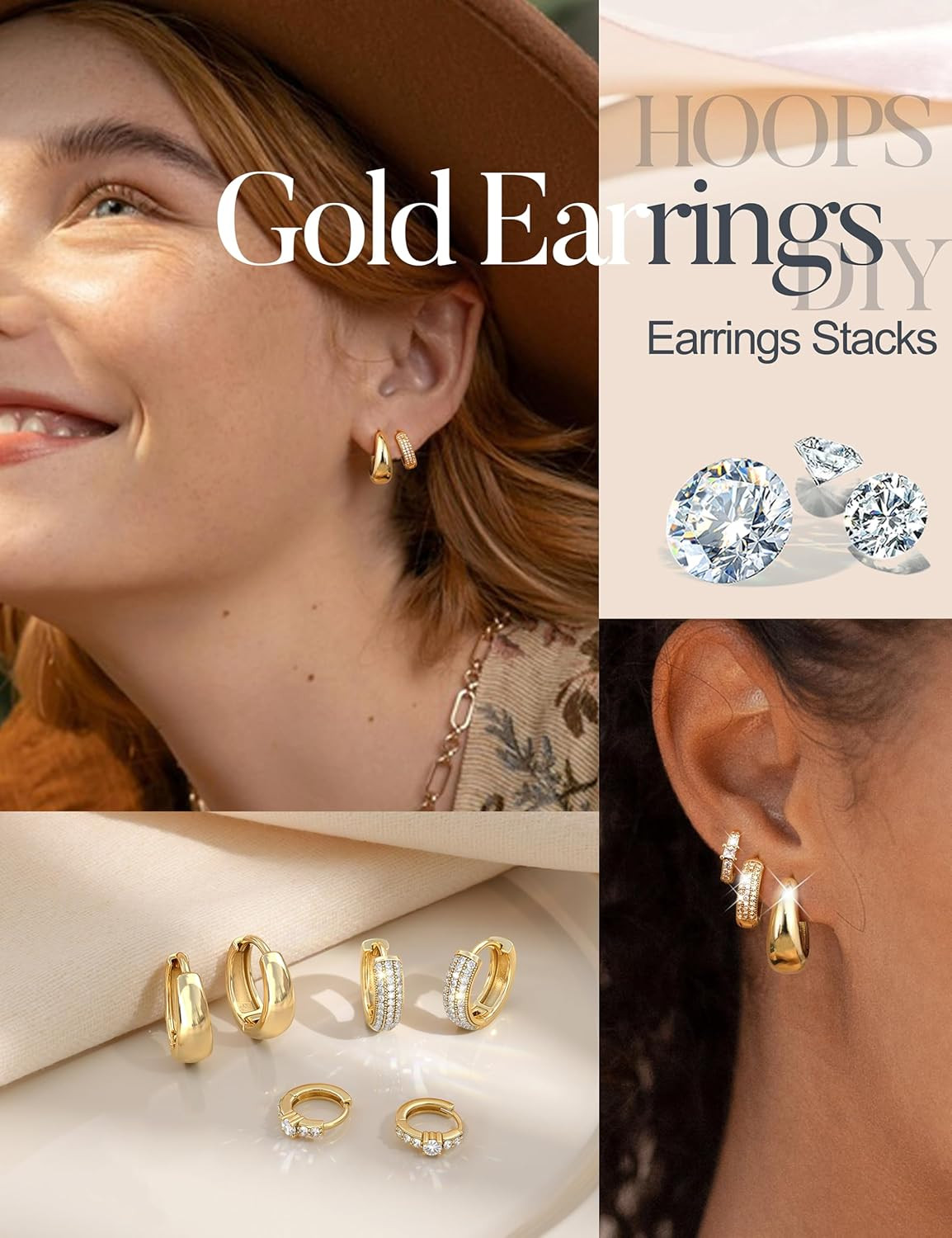 Small 14K Gold Plated Chunky Hoop Earrings for Women Hypoallergenic Silver Earri