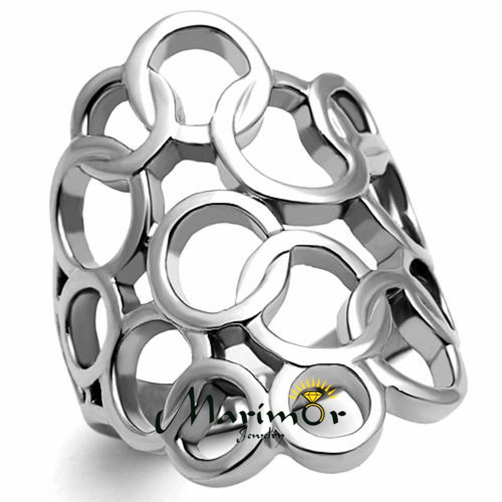 HIGH POLISHED STAINLESS STEEL INTERLOCKING CIRCLES FASHION RING WOMEN’S SZ 5-10