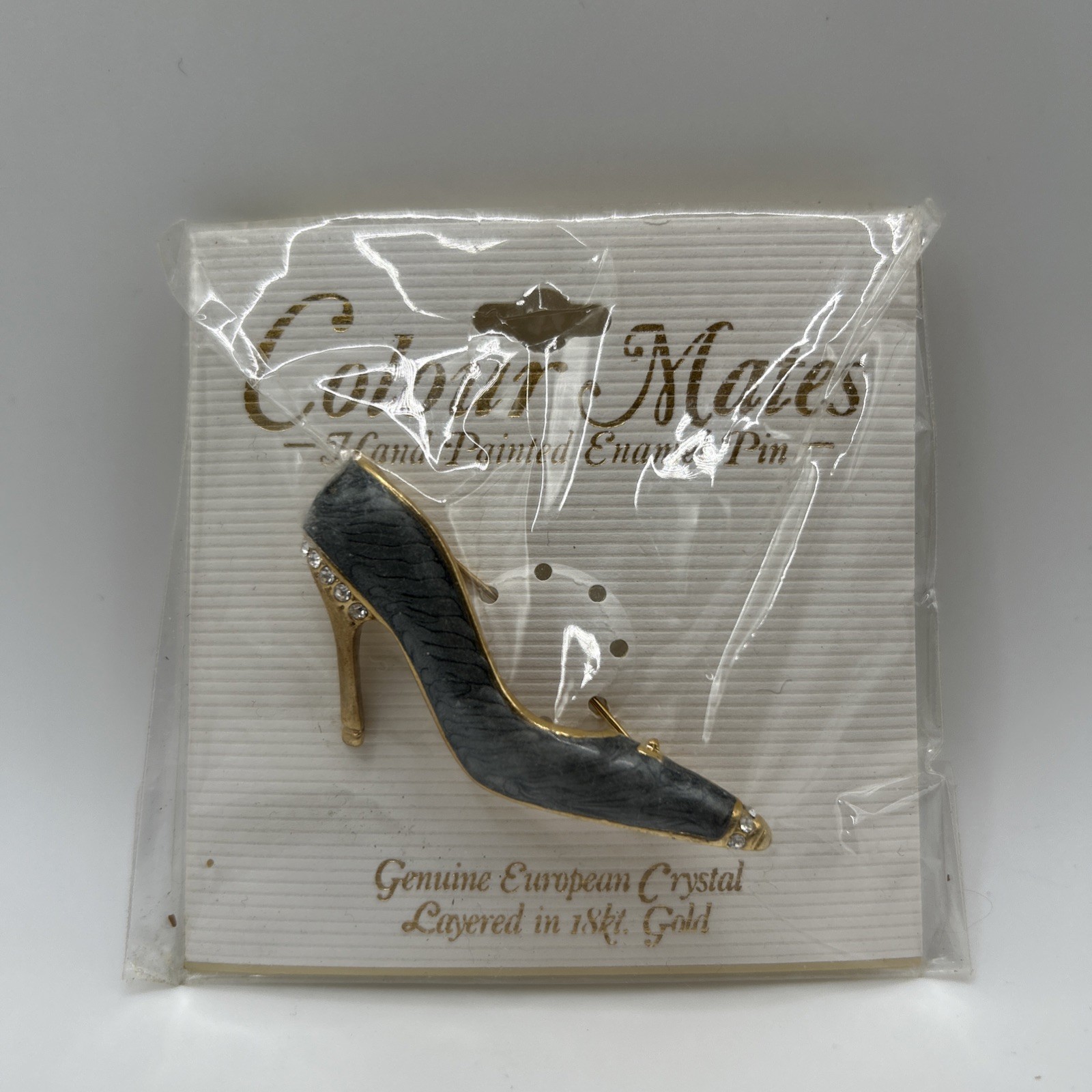 Colour Mates 18K Gold Plated Enamel European Crystals High Heel Shoe Brooch Pin