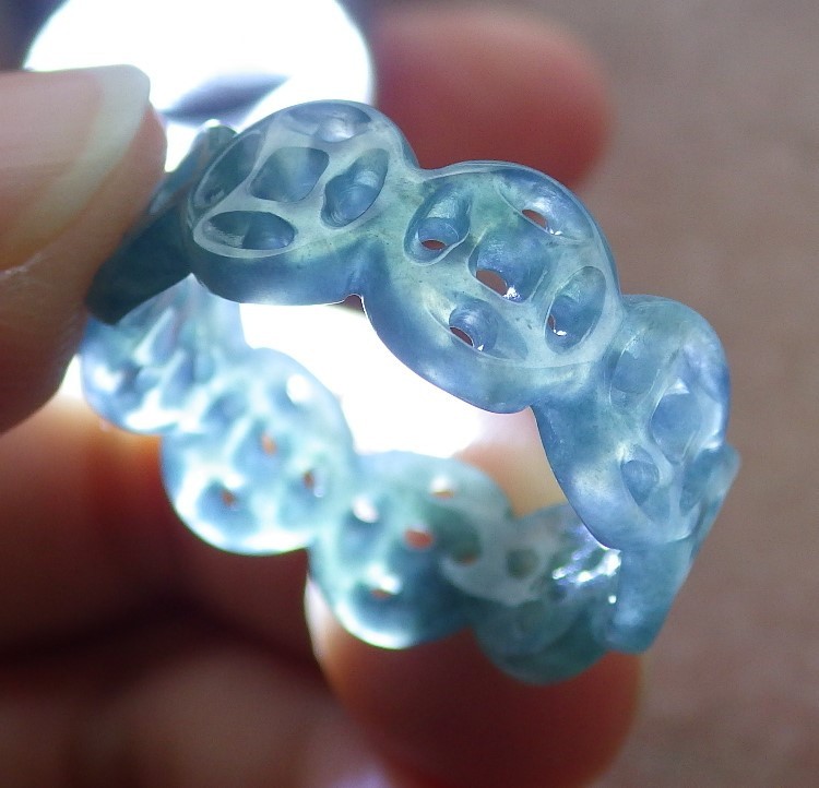 Certified Green Natural A JADE Jadeite RING Money Coin NO. 8 戒指 107002 TS