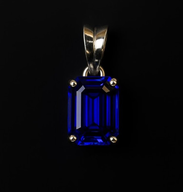 Certified 20ct Natural Blue Sapphire Loose Gemstone Pendant in 925 Sterling Silv