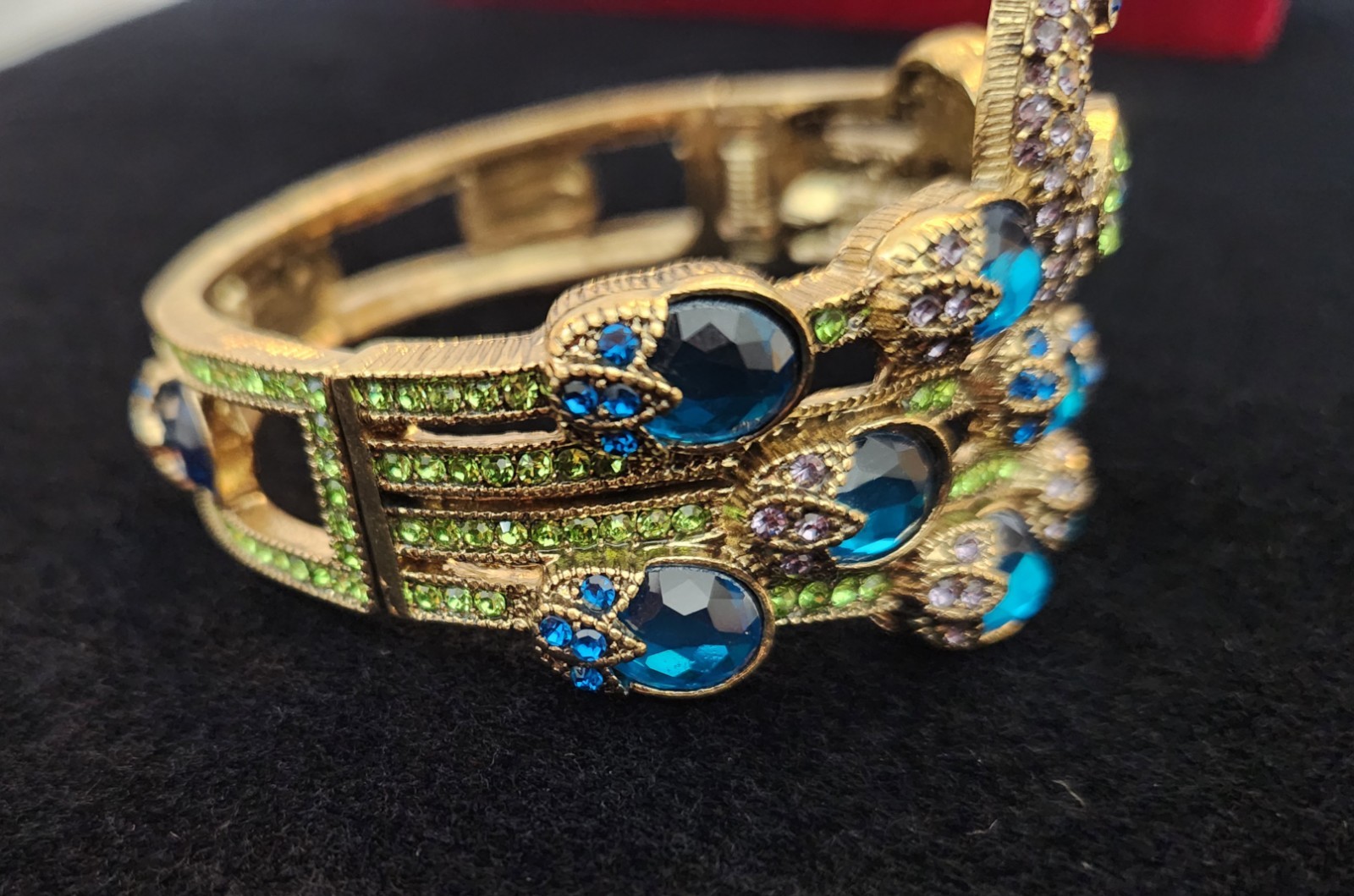 Heidi Daus Inspired Hinged Peacock Bangle Bracelet