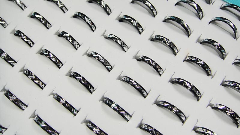 500Pcs Wholesale Lots Black Silver color Women Aluminum Alloy Rings Jewelry