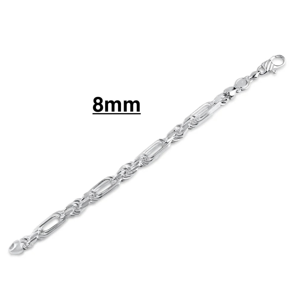 FigaRope Milano Chain Real Solid 925 Sterling Silver Necklace Or Bracelet 5-9mm