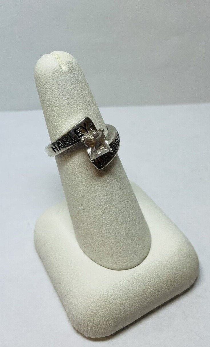 Harley Davidson Sterling 925 Silver CZ Engagement Ring Sz 6 – .14