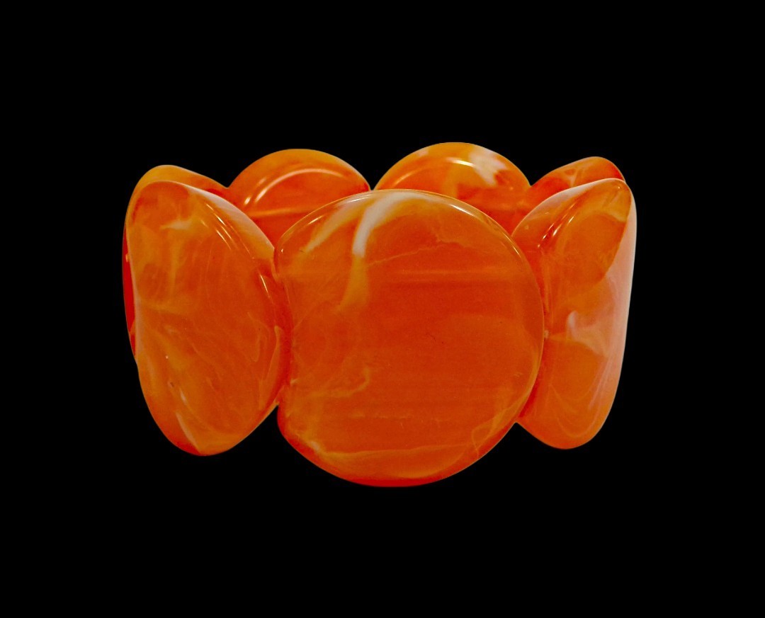 Orange Wide Chunky Stretch Statement Bracelet Bold Fashion Colorful Jewelry New