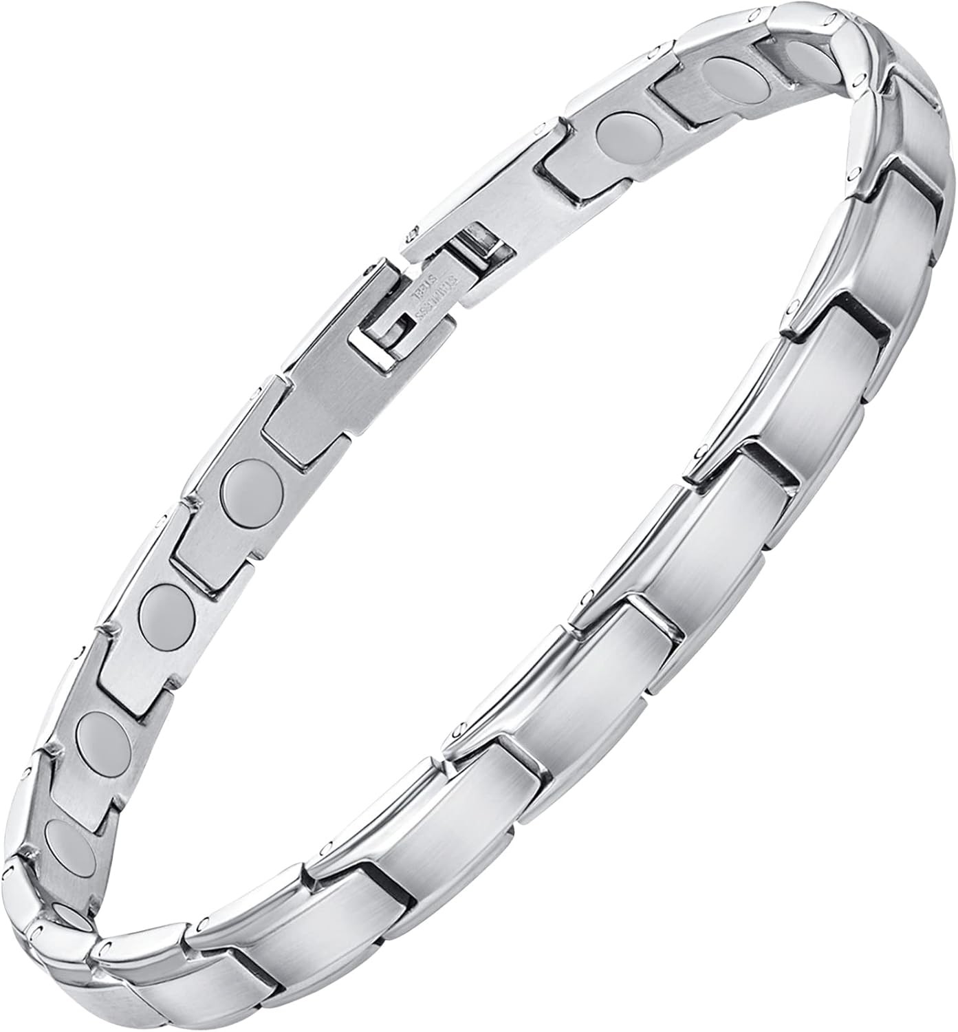 Feraco Magnetic Bracelet for Women Titanium Steel Silver