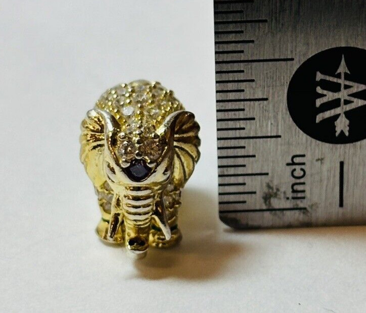 Gnoce Sterling 925 Silver Thai Elephant CZ Bead Charm – .10