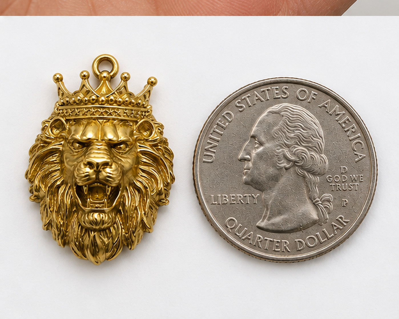 Crowned King Lion Solid 14 K Yellow Gold Pendant- Lion Jewelry Necklace Pendant