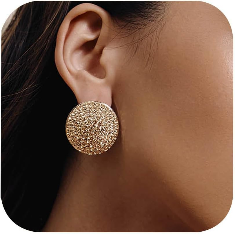 Statement Hypoallergenic Stud Earrings for Women Luxury Prom Jewelry Rhinestone