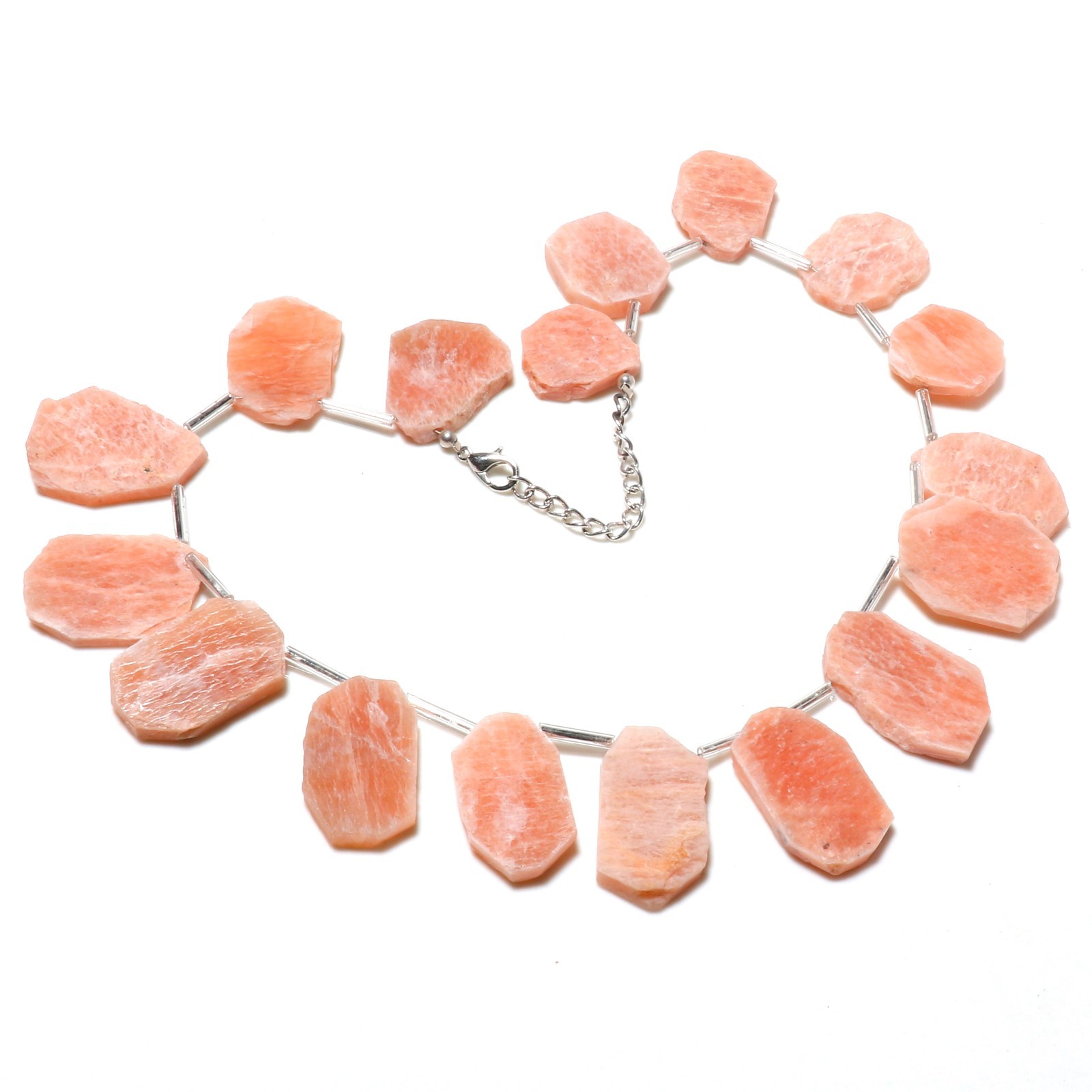 Natural Rough Gemstone Beaded Necklace 925 Sterling Silver Chain Boho Jewelry