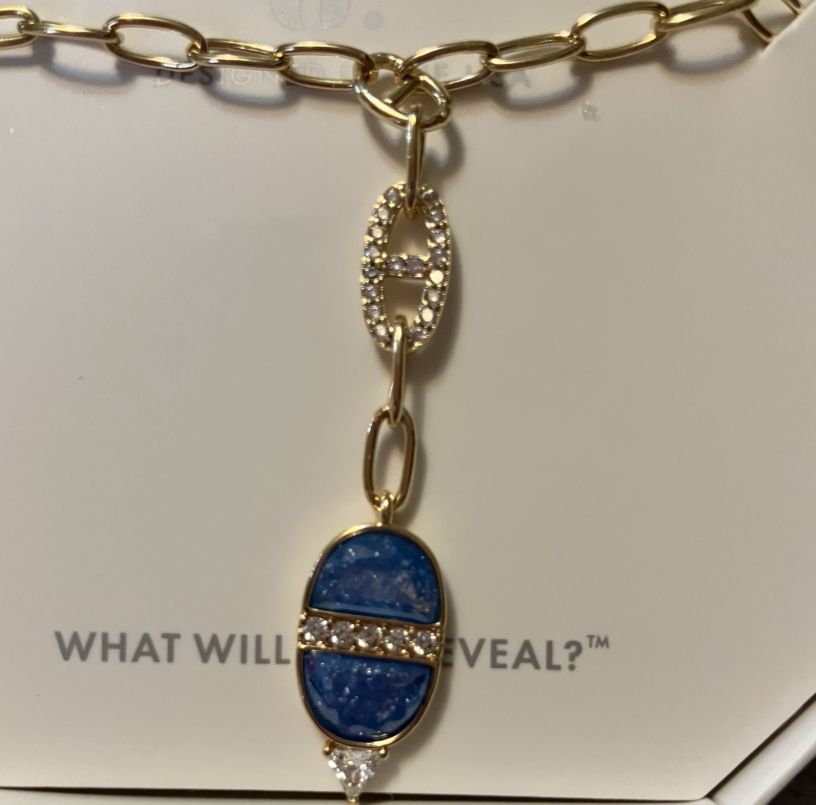 BP Original Aqua Blue Ice Crystal Gold Plated Necklace 💙