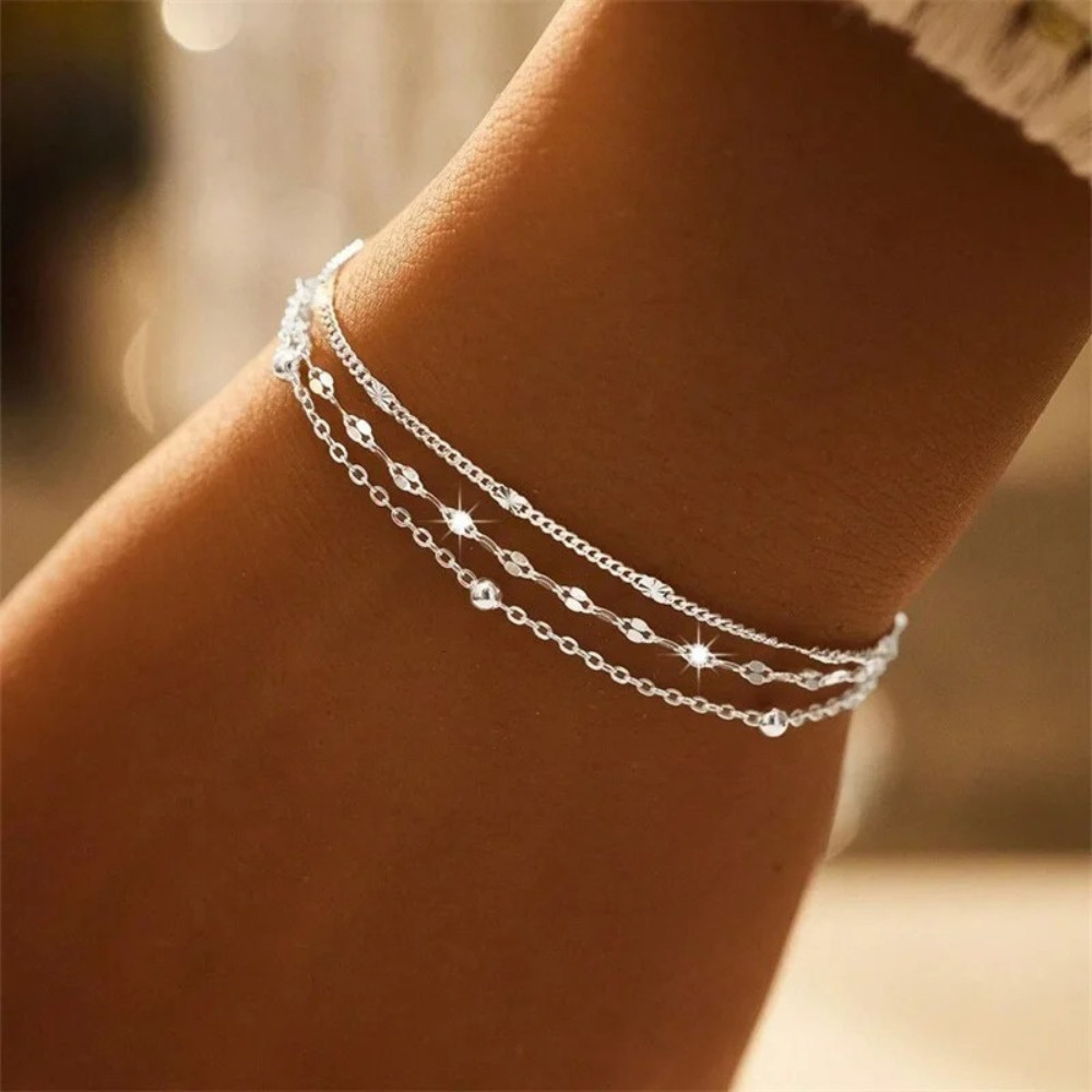 925 Sterling Silver Multi-Layer Beads Bracelet for Women | Adjustable Luxury
