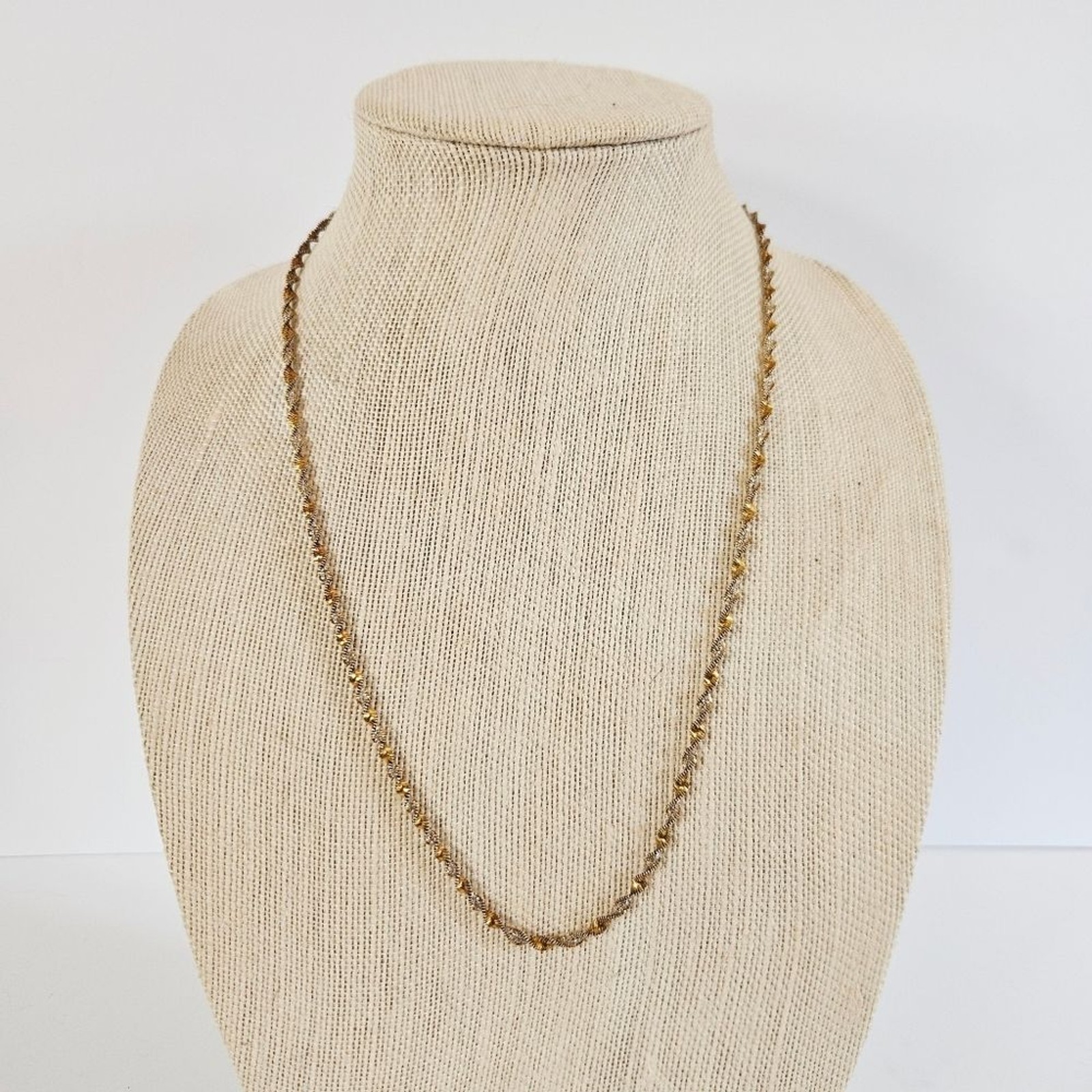 Vintage Danecraft Italy Sterling Silver 925 Two Tone Twist Herringbone Necklace