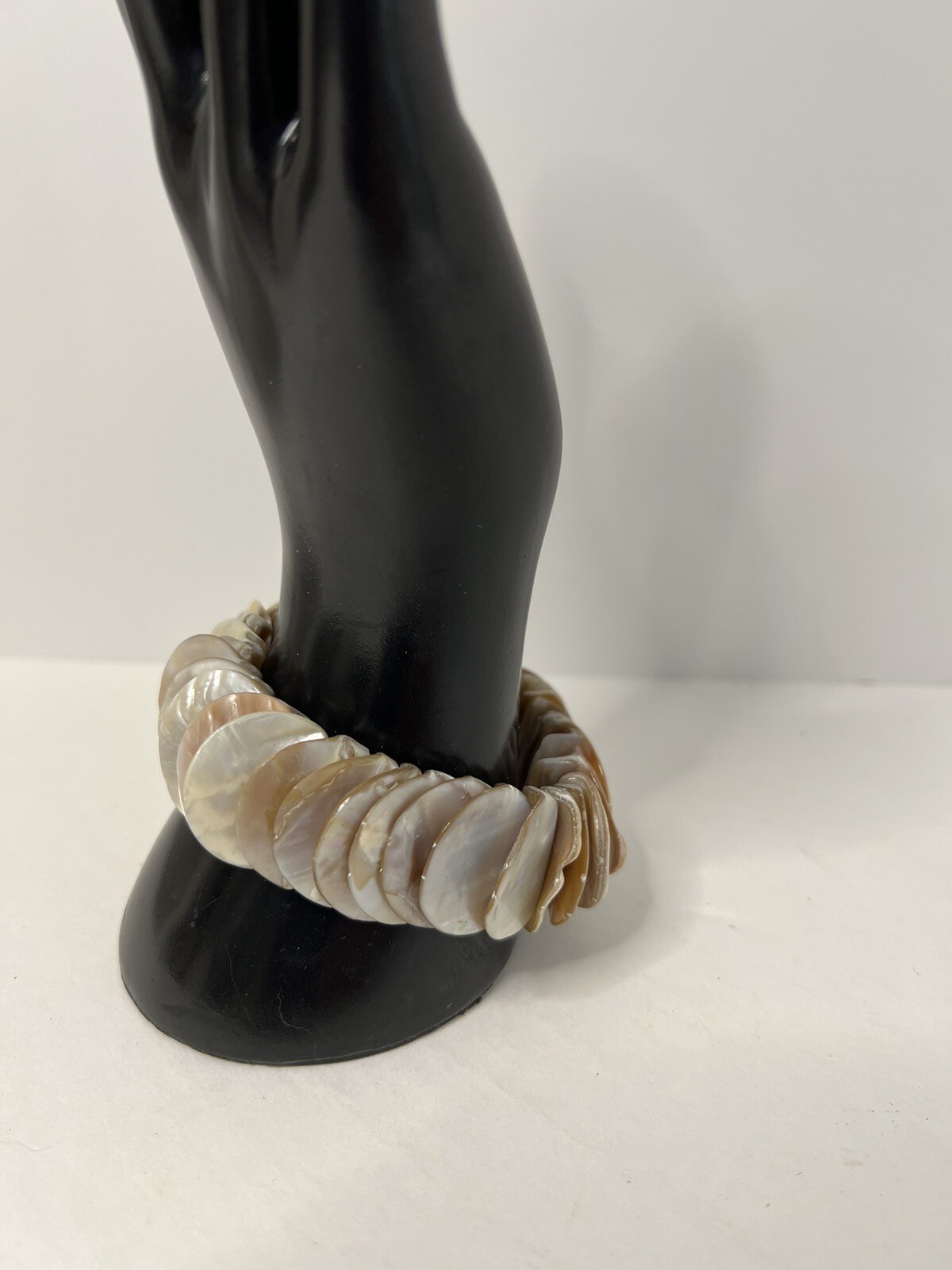 Earth Tones Real Shell Bracelet Stretch Layered Disc Costume Jewelry Boho Beach